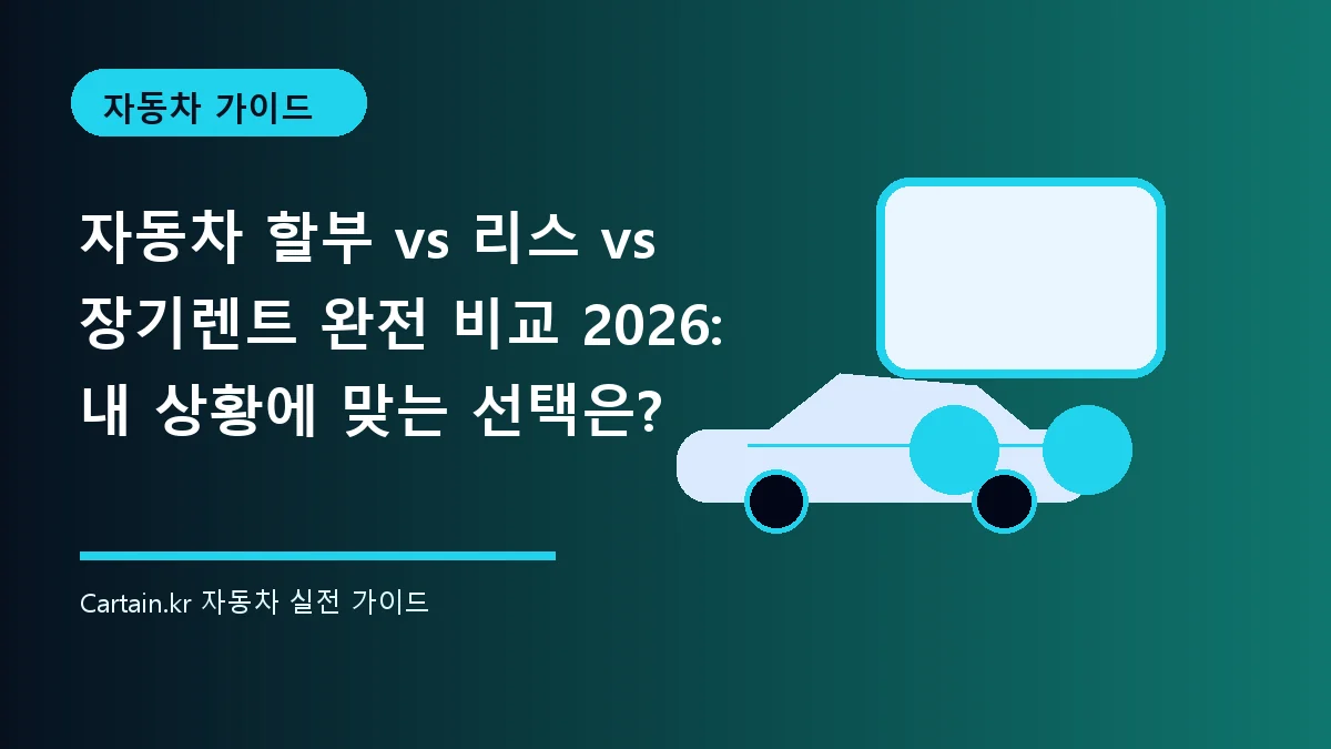 자동차 할부 vs 리스 vs 장기렌트 완전 비교 2026: 내 상황에 맞는 선택은?