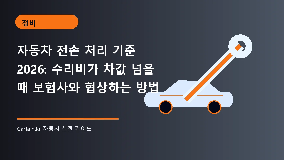 자동차 전손 처리 기준 2026: 수리비가 차값 넘을 때 보험사와 협상하는 방법