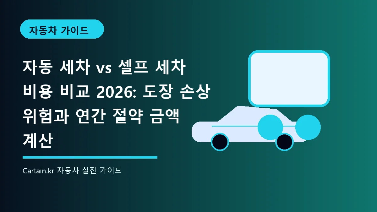 자동 세차 vs 셀프 세차 비용 비교 2026: 도장 손상 위험과 연간 절약 금액 계산