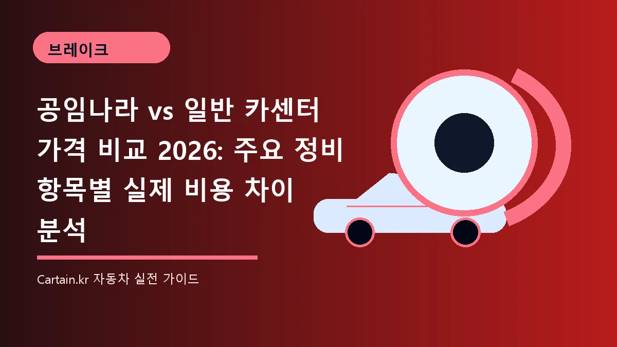공임나라 vs 일반 카센터 가격 비교 2026: 주요 정비 항목별 실제 비용 차이 분석