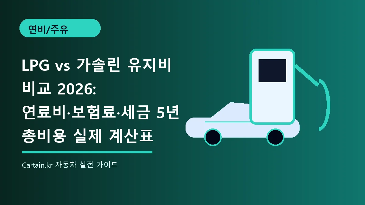 LPG vs 가솔린 유지비 비교 2026: 연료비·보험료·세금 5년 총비용 실제 계산표