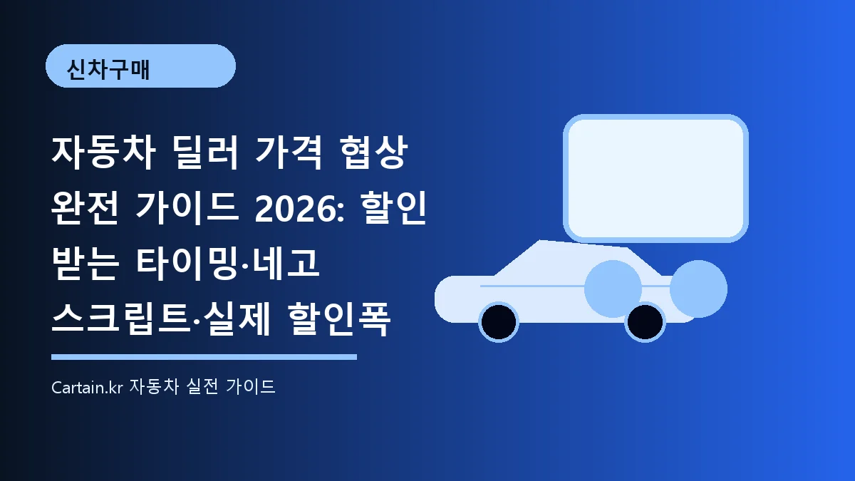 자동차 딜러 가격 협상 완전 가이드 2026: 할인 받는 타이밍·네고 스크립트·실제 할인폭