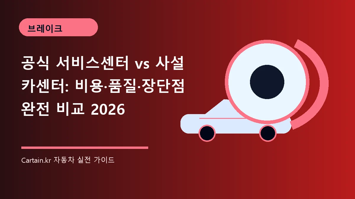 공식 서비스센터 vs 사설 카센터: 비용·품질·장단점 완전 비교 2026