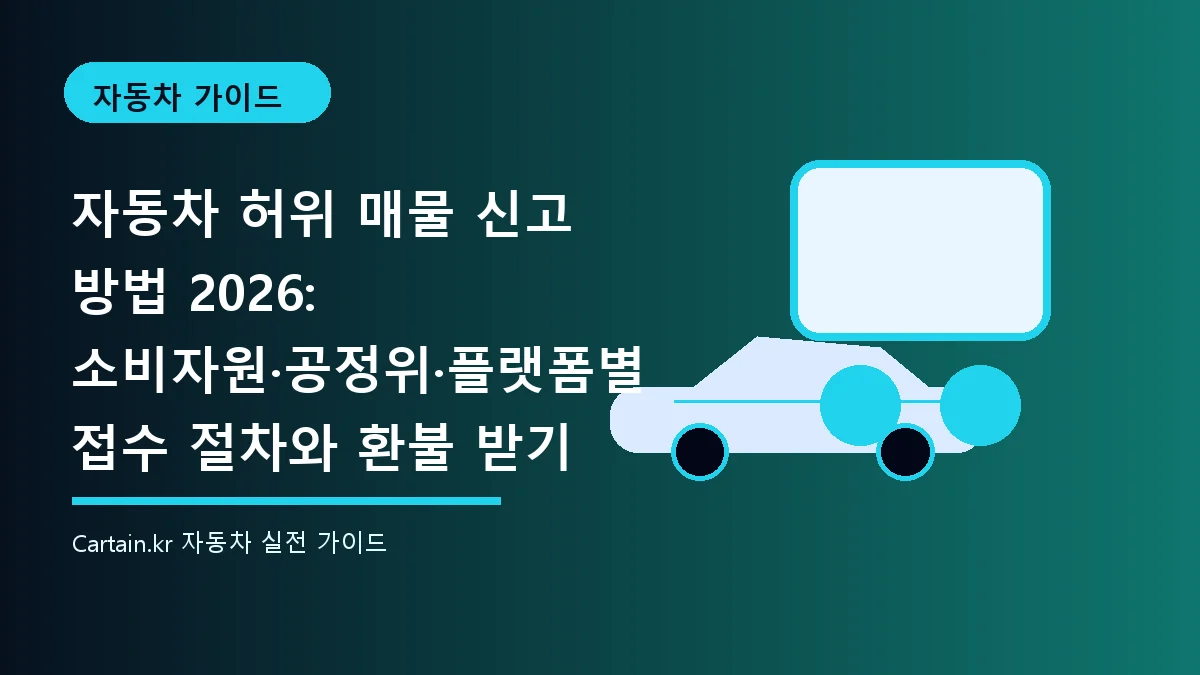 자동차 허위 매물 신고 방법 2026: 소비자원·공정위·플랫폼별 접수 절차와 환불 받기