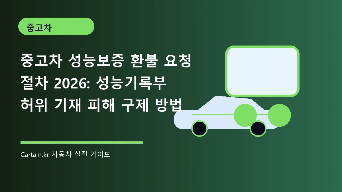 중고차 성능보증 환불 요청 절차 2026: 성능기록부 허위 기재 피해 구제 방법