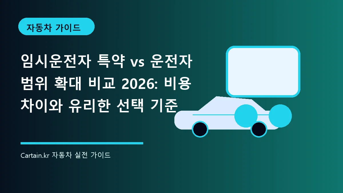 임시운전자 특약 vs 운전자 범위 확대 비교 2026: 비용 차이와 유리한 선택 기준