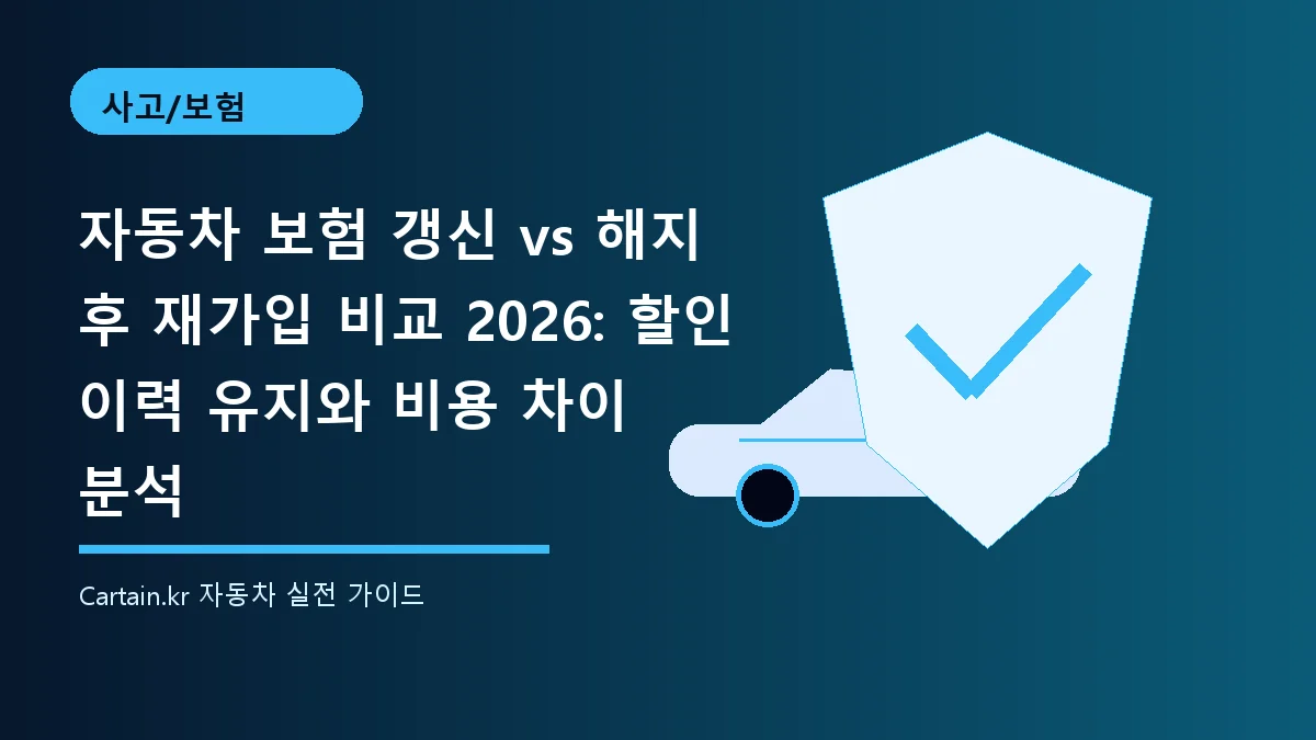 자동차 보험 갱신 vs 해지 후 재가입 비교 2026: 할인 이력 유지와 비용 차이 분석